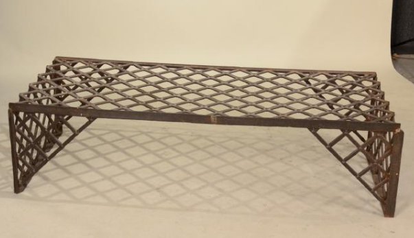 Iron Lattice Work Low Table: 17"h x 64"w x 24"d