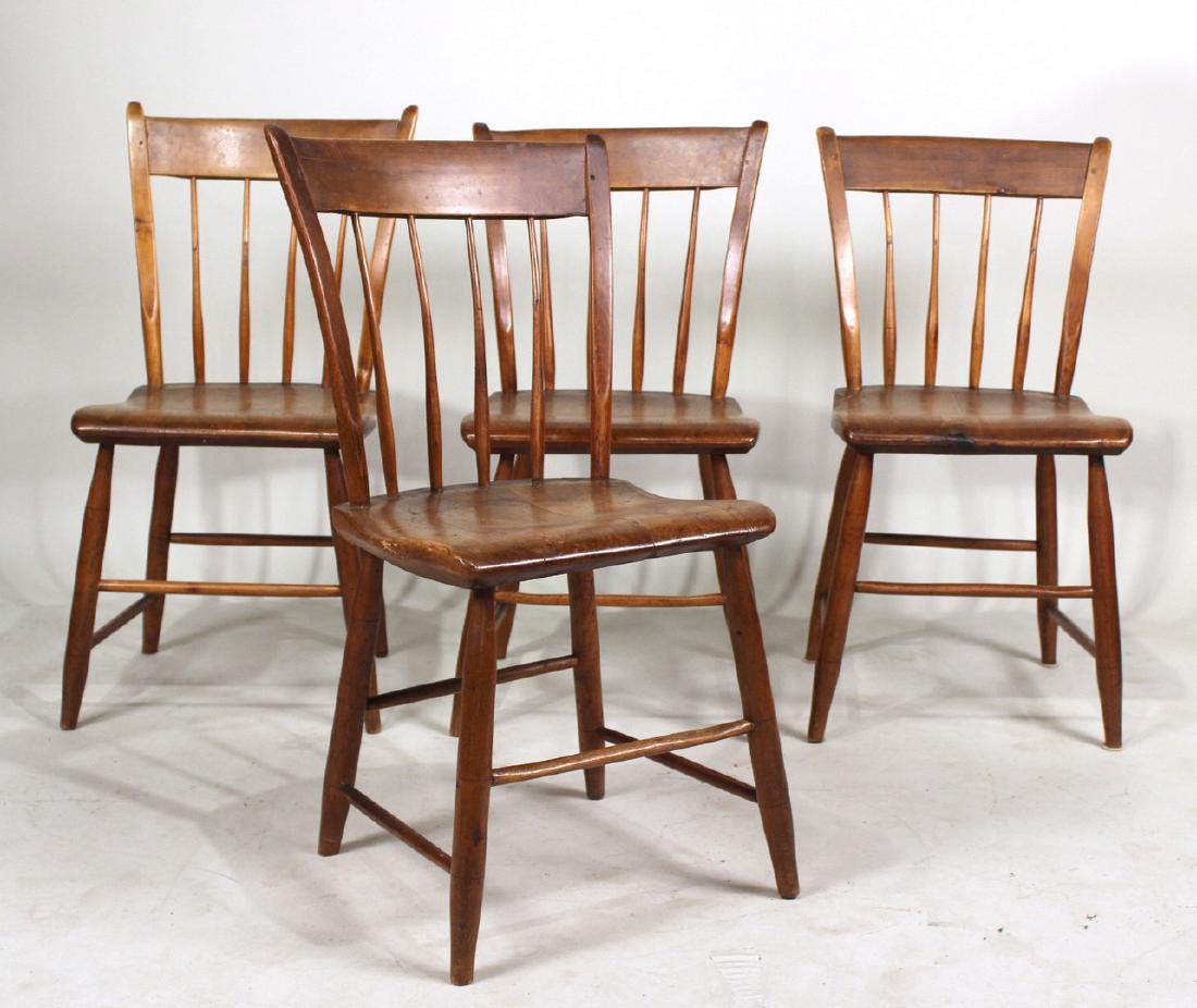 Set Of Four Winsdor Side Chairs: Labeled Samuel White, Exeter, Maine, 1830-1850 33"h