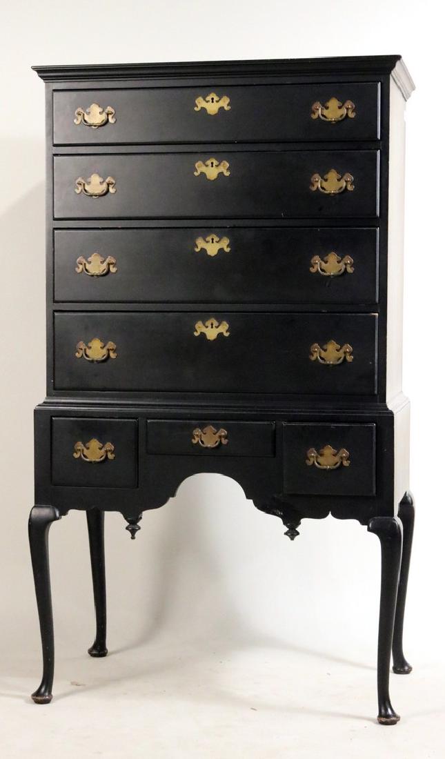 George II Style Black-Painted Highboy (1 of 8)