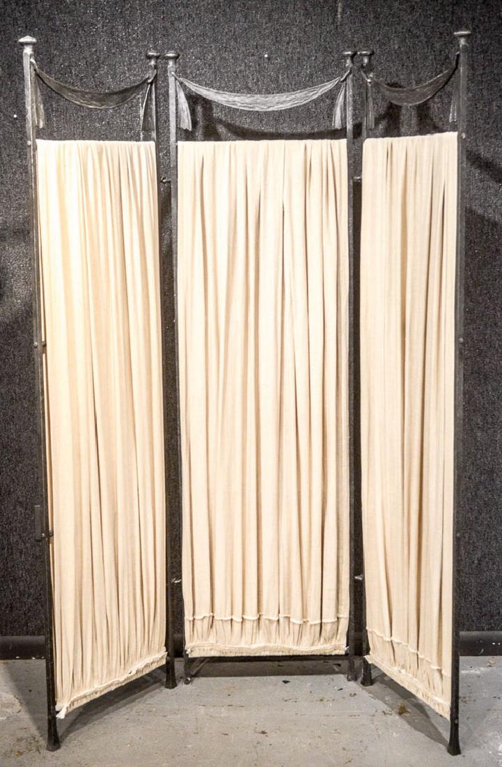 Metal and Fabric Three Panel Screen (1 of 4)