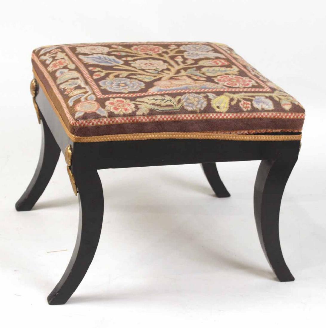 Regency Ebonized and Parcel-Gilt Wood Footstool (1 of 8)