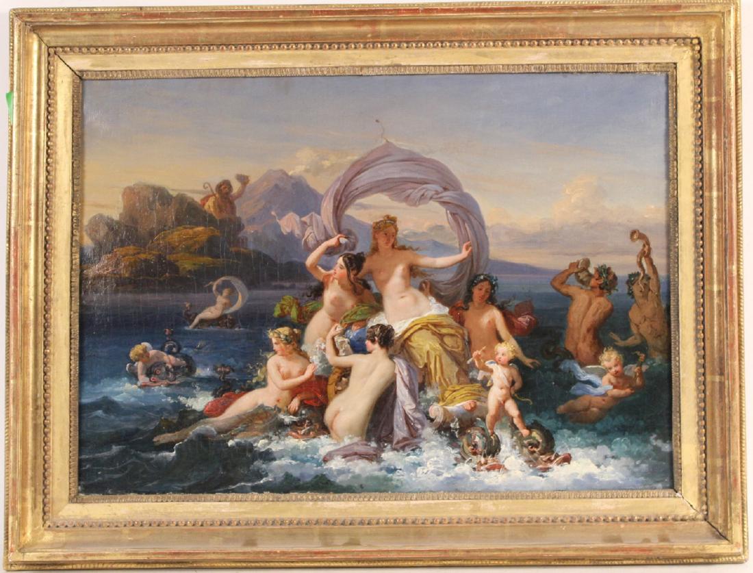 Oil on Canvas, The Triumph of Galatea: Attributed to Felice Giani (1758-1823). 15"h x 21 1/4"wProvenance: Sold, Sotheby`s, New York, 18 October 2000, Sale 7522, Lot 3
