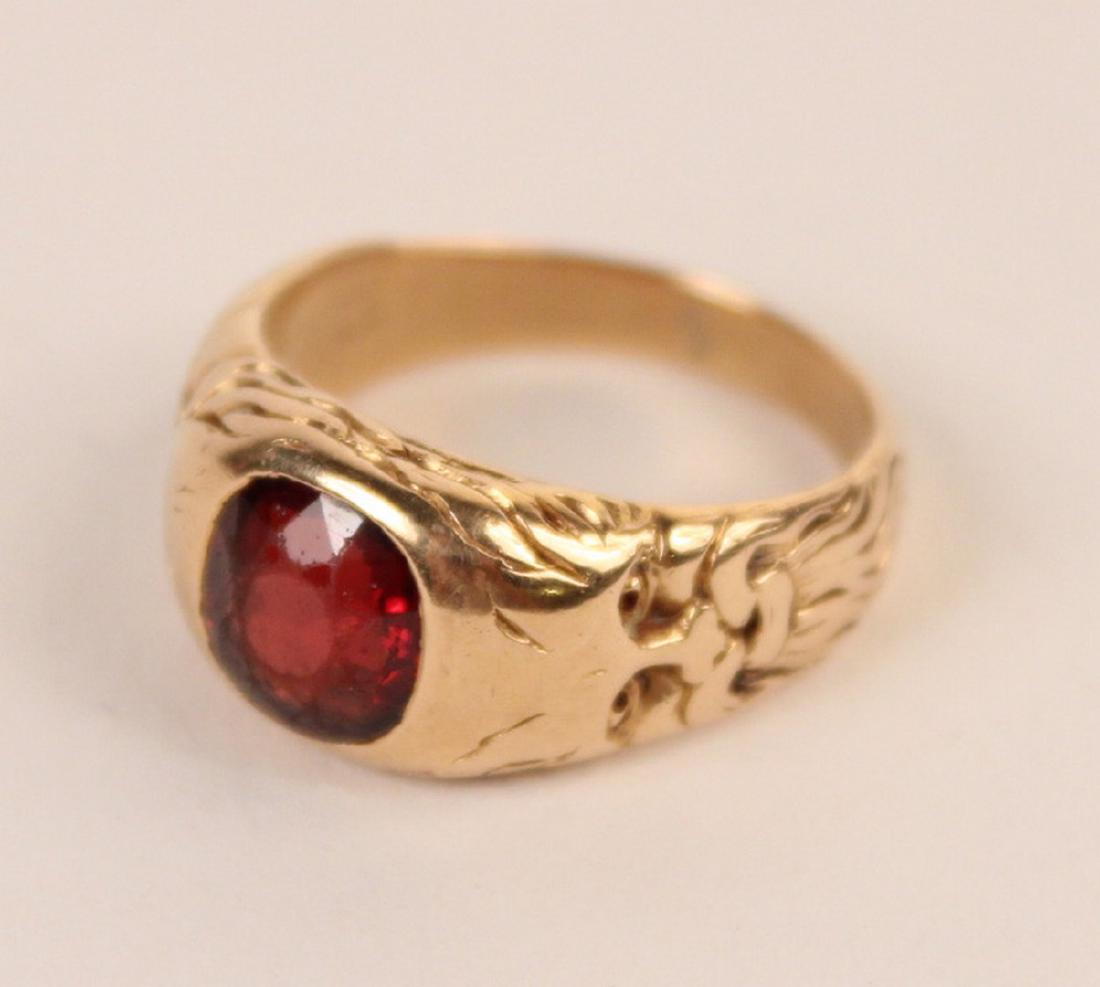 Yellow Gold and Red Hardstone Ring (1 of 6)