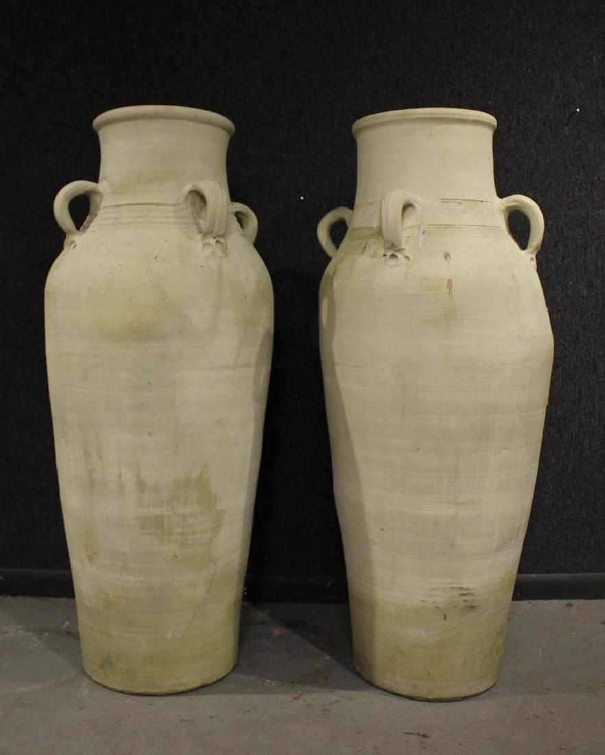 Pair of White Glazed Terracotta Vases (1 of 4)
