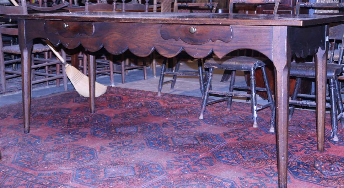 Pine Scalloped Two Drawer Farm Table (1 of 6)