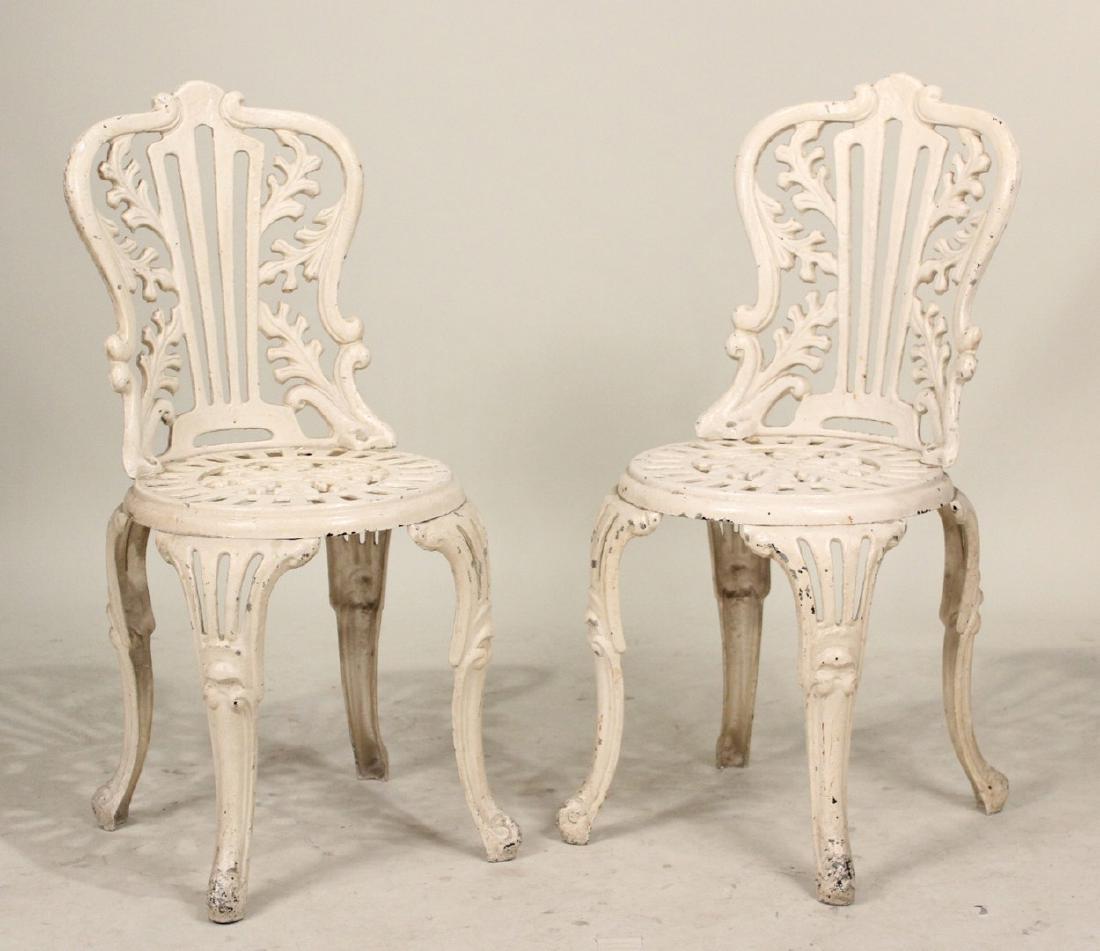 Pair of White Painted Cast Metal Chairs (1 of 5)