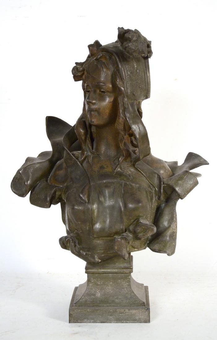 Classical Style Patinated Metal Bust of a Woman (1 of 7)