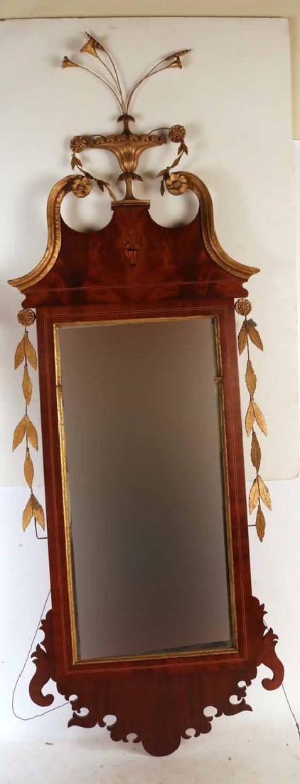 Federal Parcel-gilt Inlaid Mahogany Mirror: New York, 1800-1820. 60"h x 21"w By descent from the Estate of Robert Weeks DeForest and Emily Johnson DeForest.