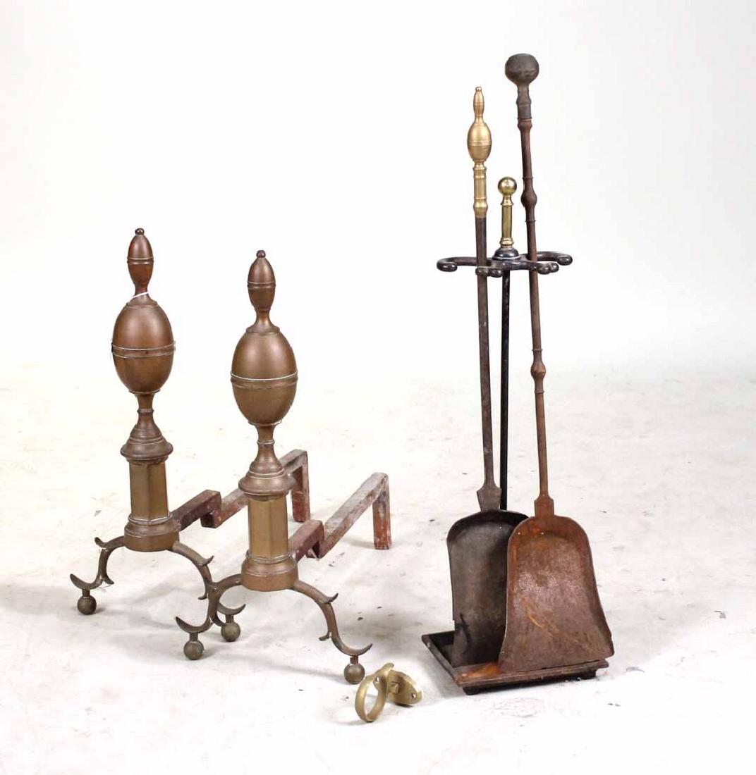 Pair of Federal Double-Lemon Brass Andirons (1 of 4)