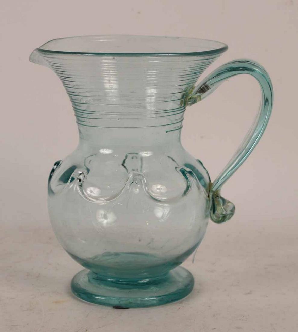 Aquamarine Blown Lily-pad Pitcher (1 of 5)