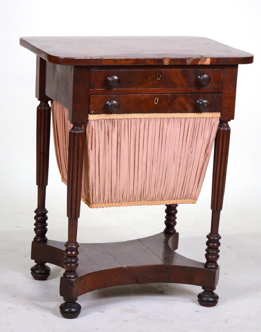 Late Federal Figured Mahogany Work Table (1 of 7)