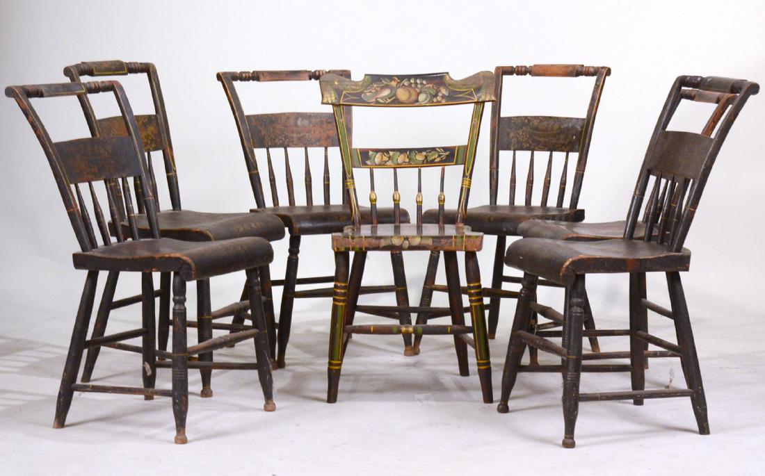 Six Federal Plank Seat Dining Chairs (1 of 8)