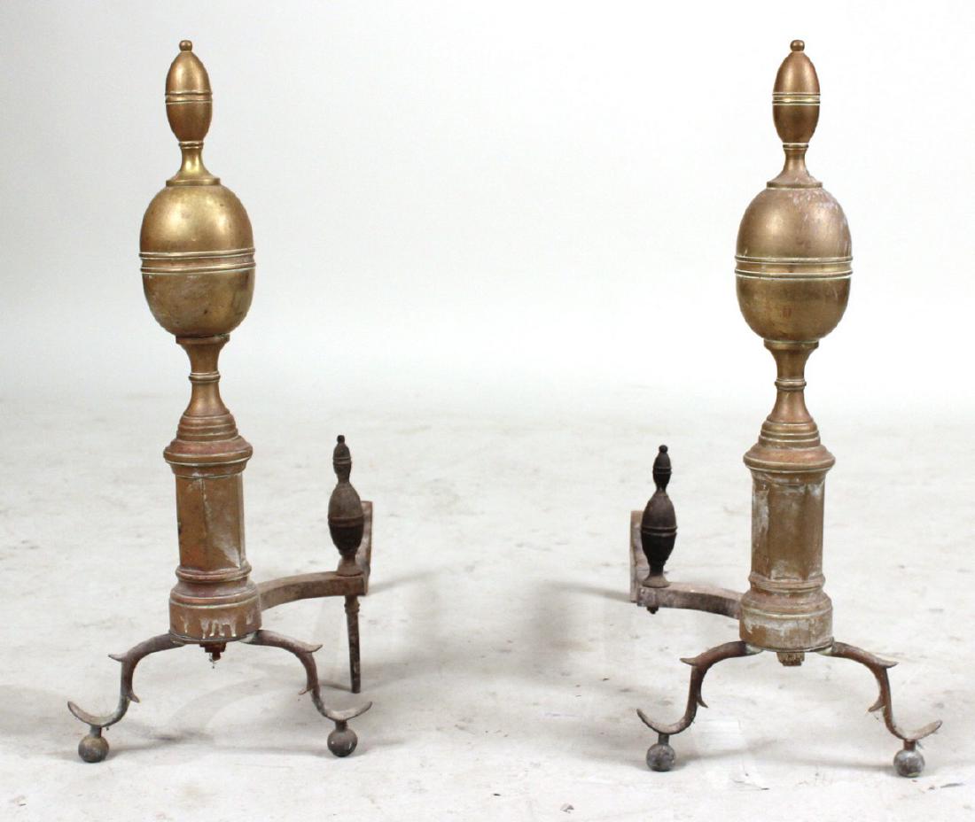 Federal Style Double Lemon Top Andirons (1 of 4)