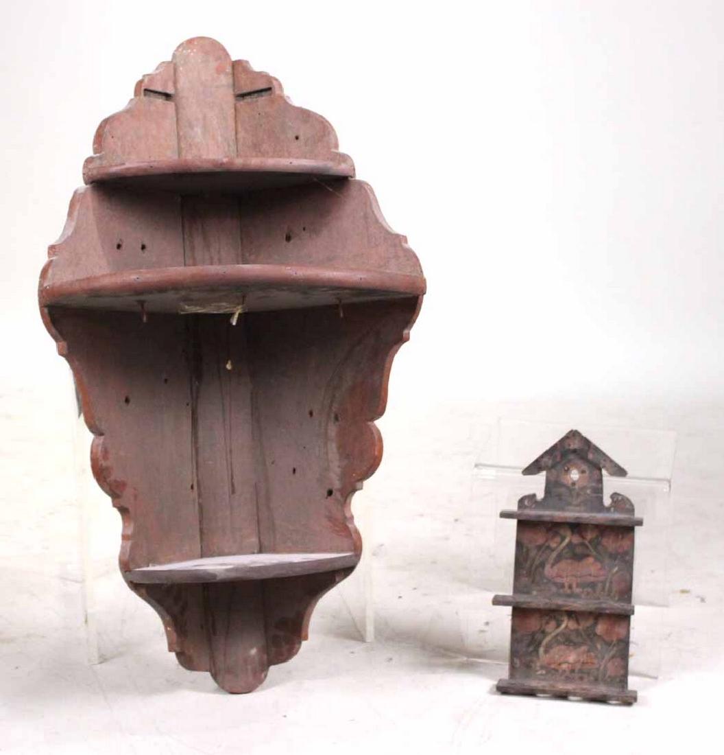 Red Painted Poplar Hanging Corner Shelf (1 of 6)