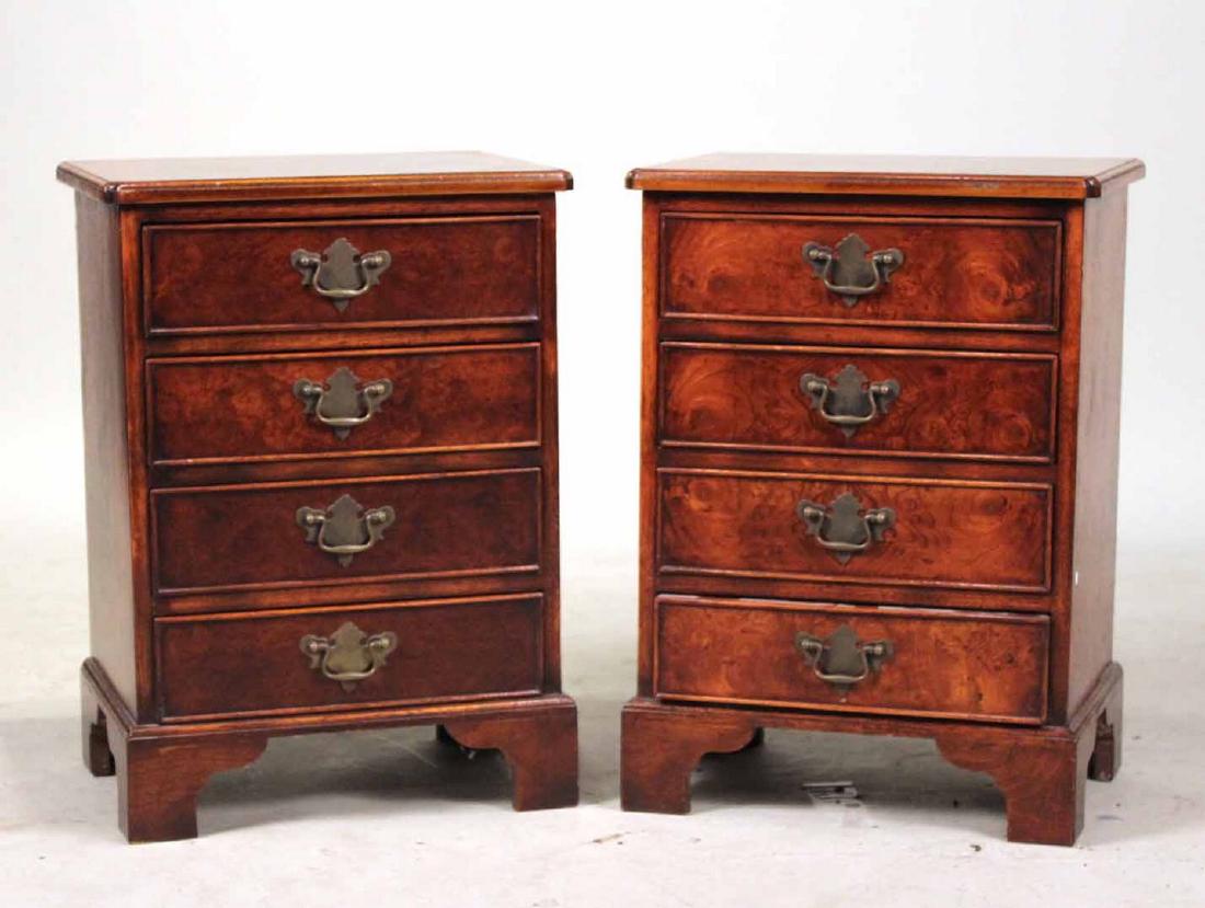 Pair of George III Style Diminutive Chests: 20th C. 24"h x 17.5"w x 13"d By descent from the Estate of Robert Weeks DeForest and Emily Johnson DeForest.