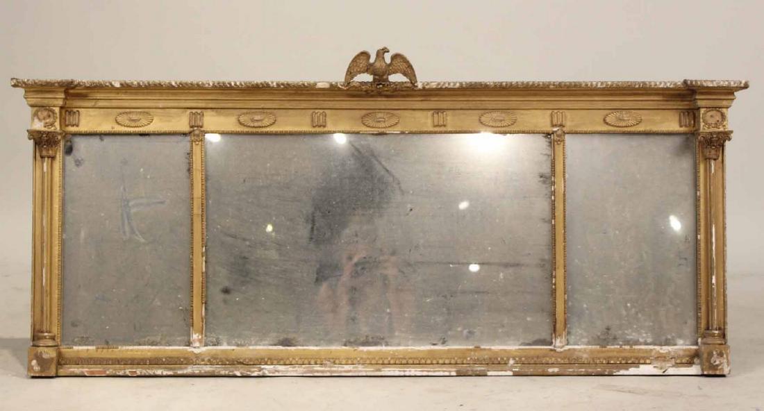 Federal Style Over-mantle Mirror: Eagle decorated. 24"h x 4'5"l By descent from the Estate of Robert Weeks DeForest and Emily Johnson DeForest.