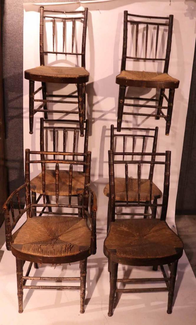 Set of Six Faux Bamboo-Turned Chairs (1 of 1)