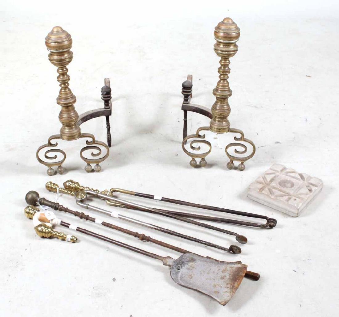 Pair of Federal Brass Andirons, American (1 of 5)