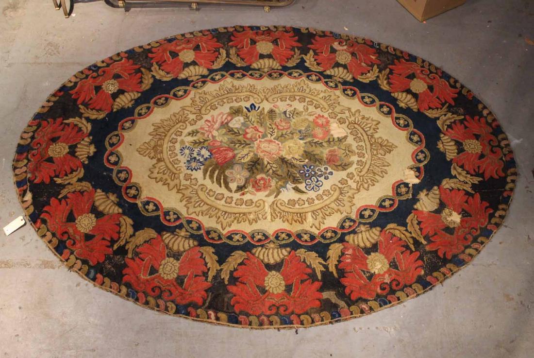 Roomsize Oval Polychrome Hooked Rug (1 of 5)