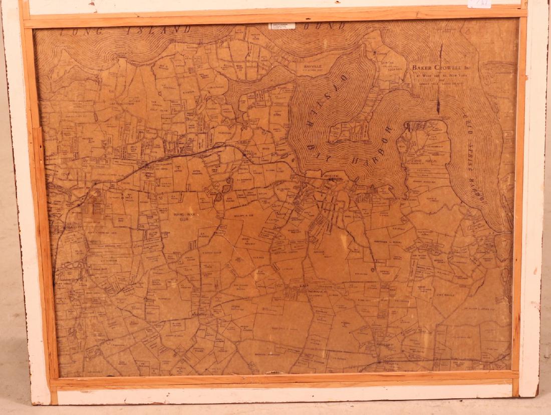 Double-Sided Printed Partial Map: of Long Island, New York, Baker Crowell, Inc., depicting Great Neck, Long Island Sight lines 24 1/2"h x 31 1/4"w By descent from the Estate of Robert Weeks DeForest and Emily Johnson DeForest.
