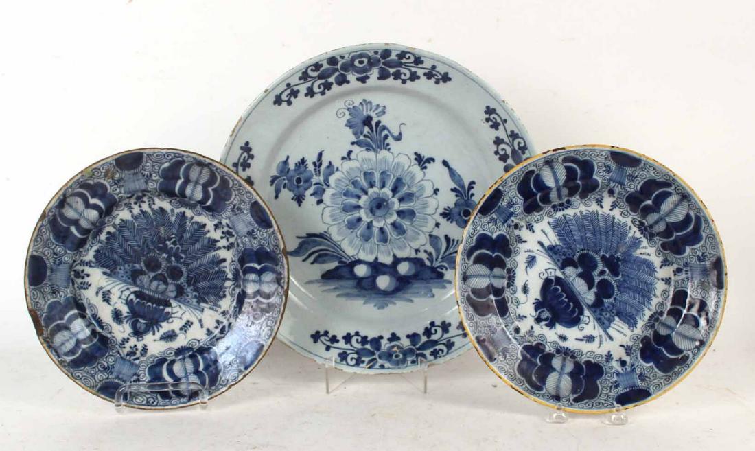 Pair of Cobalt-Decorated Tin Glazed Plates (1 of 8)