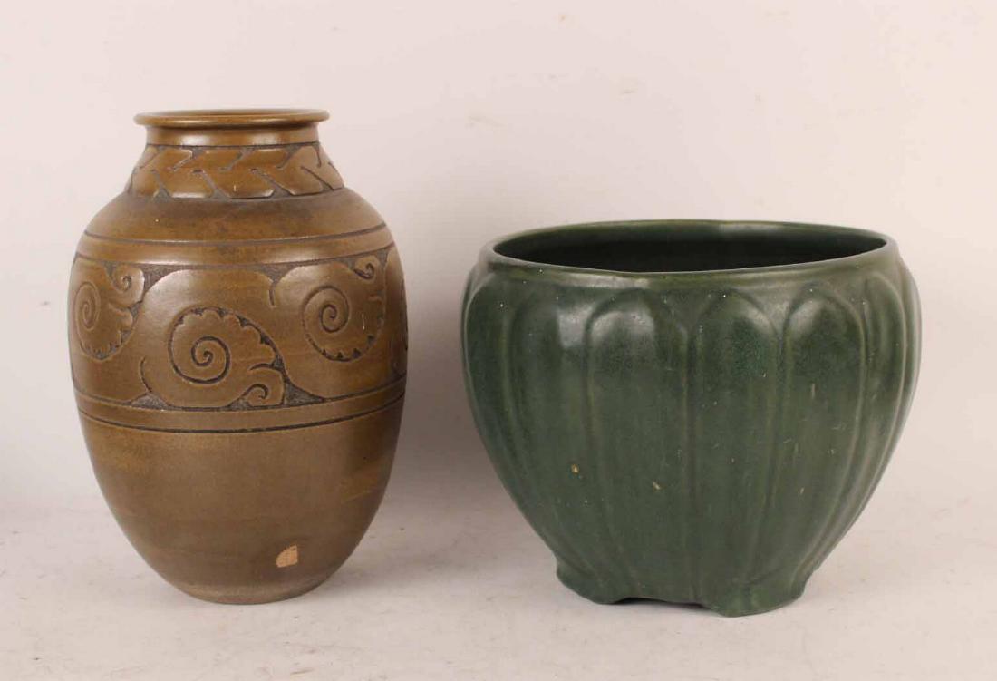 Arts and Crafts Green Glazed Ceramic Pot (1 of 5)