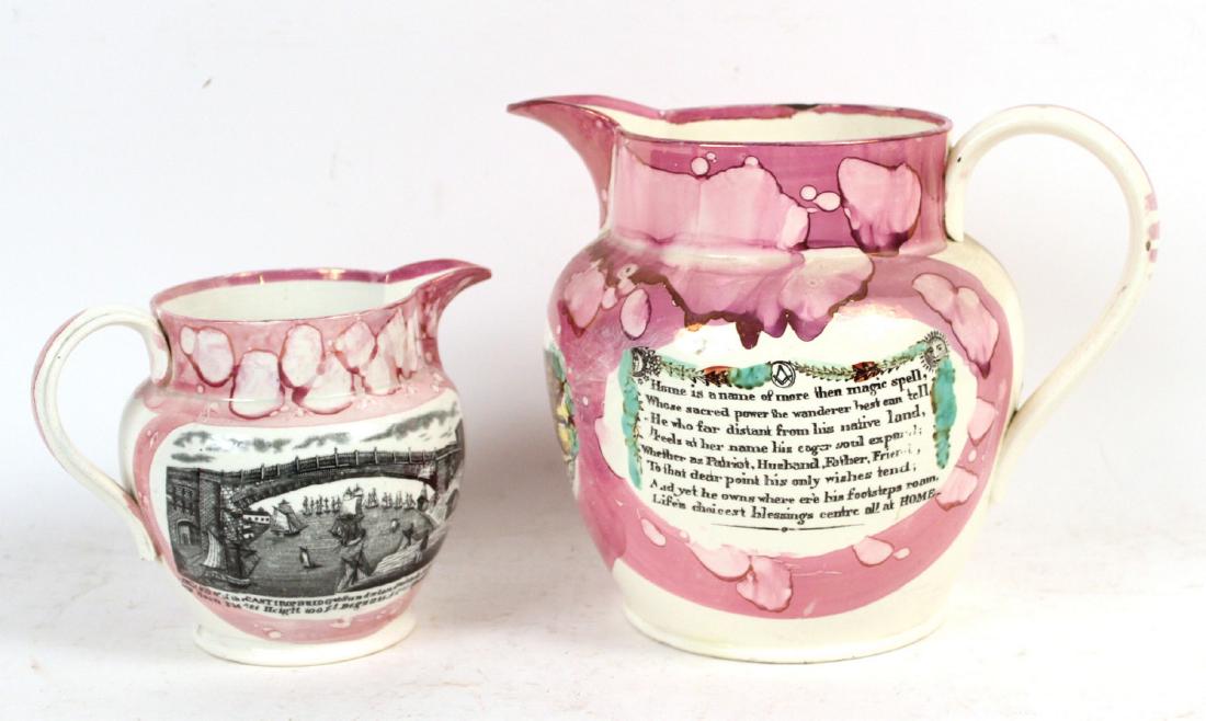 Two Pink Lustre Motto Pitchers (1 of 5)