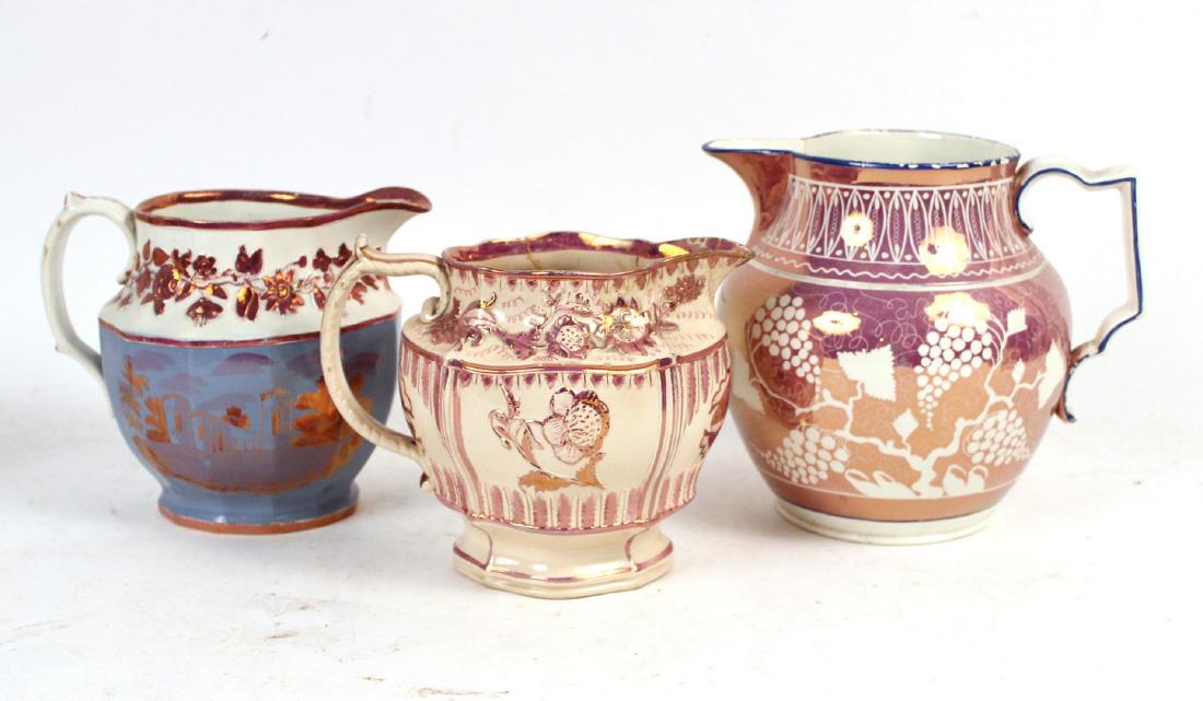Three Pink Lustre Pitchers (1 of 4)