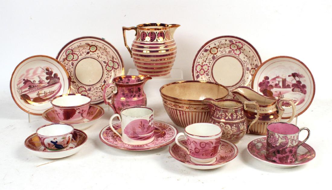 Assorted Group of Pink Lustre Table Articles (1 of 6)