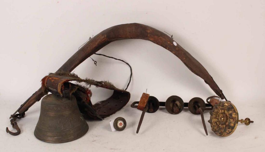 Brass Swiss Cow Bell Mounted with Leather Strap (1 of 7)