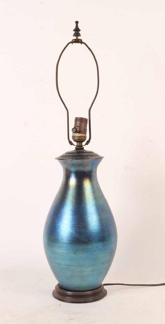 Blue Iridescent Ceramic Glazed Vase (1 of 4)
