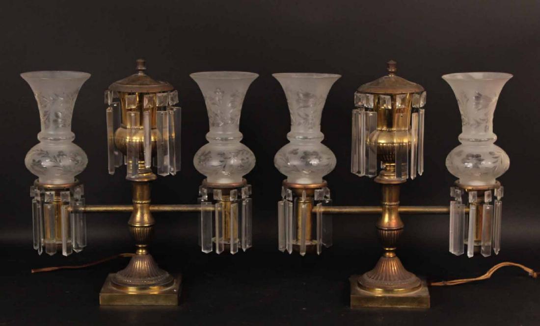 Pair of Victorian Gilt Metal Girondel Fluid Lamps (1 of 5)