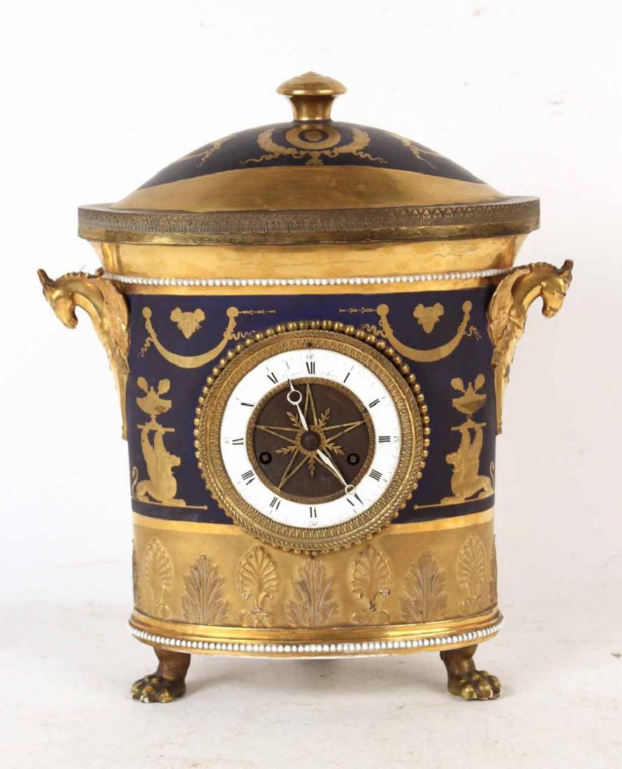 French Cobalt and Gilt Porcelain Mantle Clock (1 of 7)