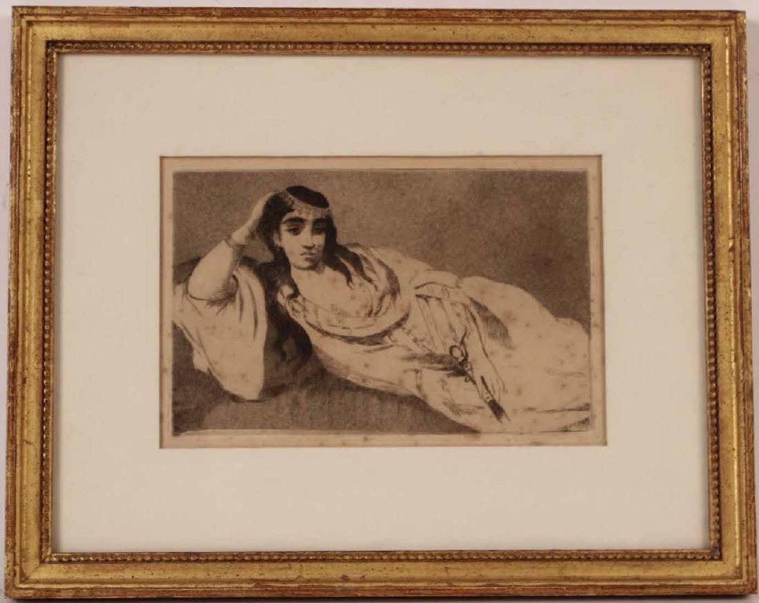 Etching "Odalesque" Edourd Manet: French 1832-1883 5"h x 7 3/4"w By descent from the Estate of Robert Weeks DeForest and Emily Johnston DeForest.