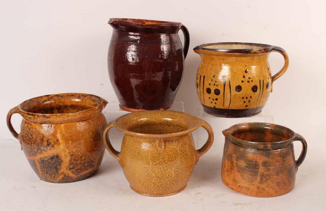 Group of Slip-Decorated Redware Pitchers (1 of 4)