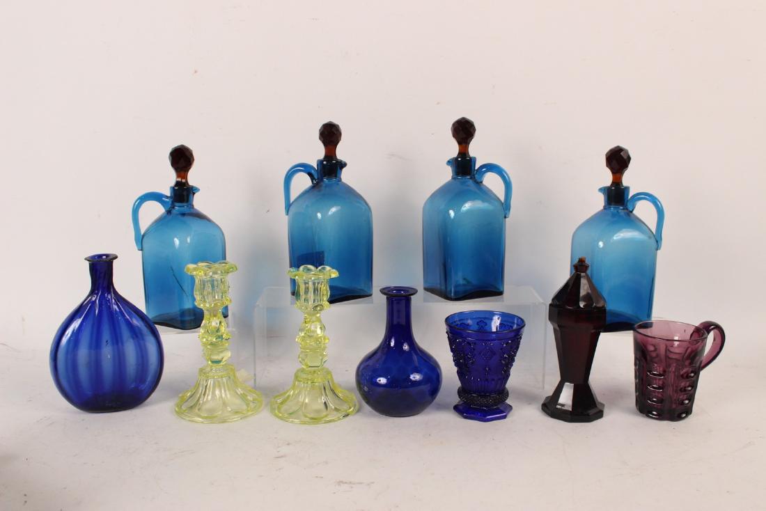 Pair of Glass Canary Loop and Petal Candlesticks (1 of 10)