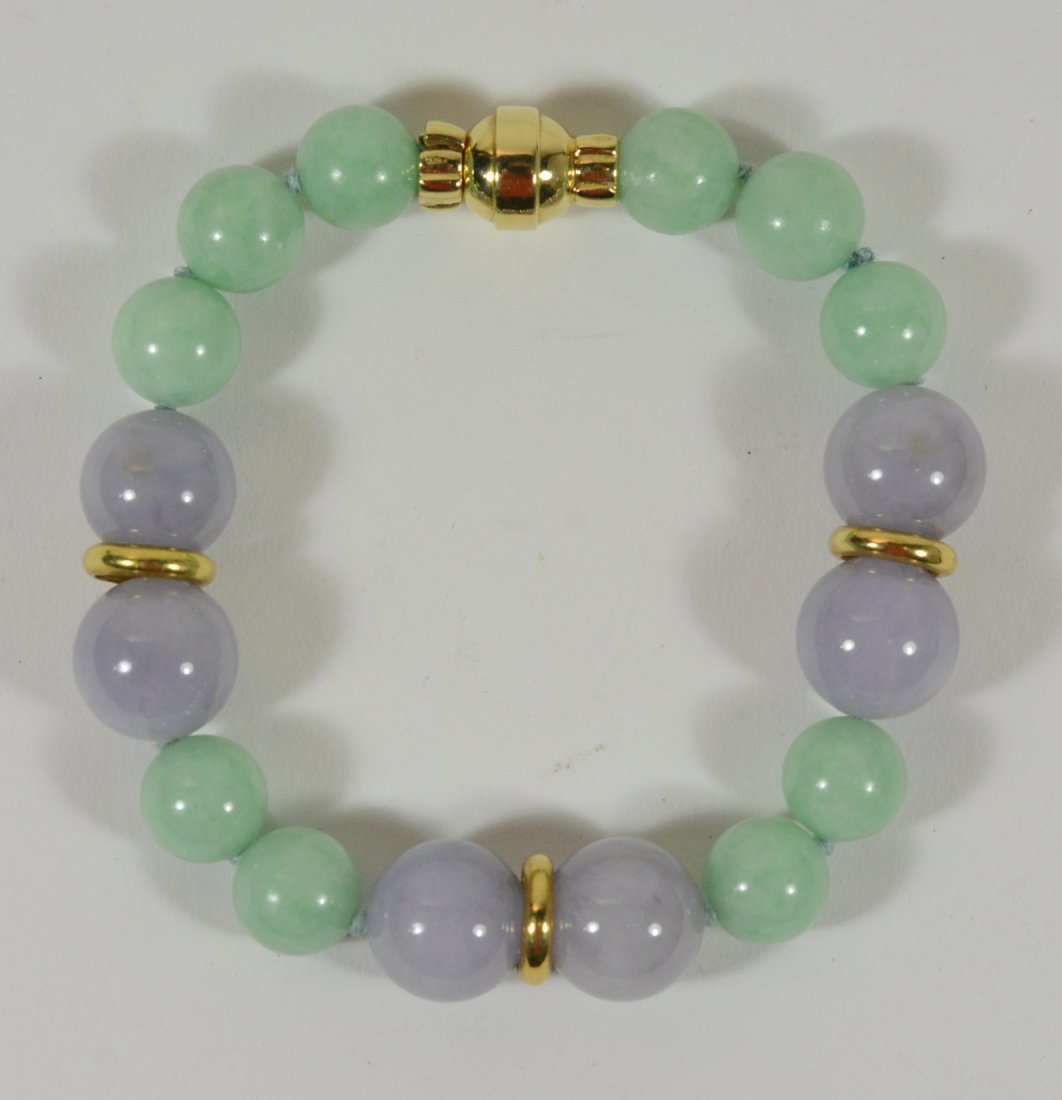 Lavender & Green Jade Beaded Bracelet (1 of 3)