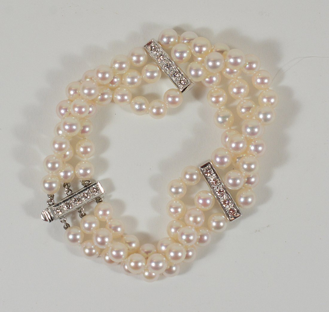 14K White Gold Pearl Diamond Bracelet (1 of 3)