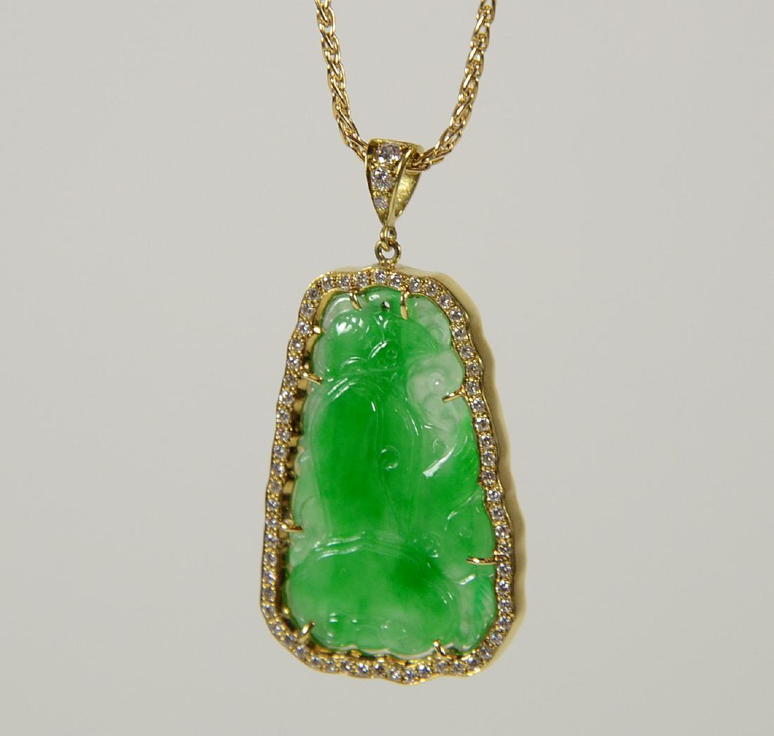18K Yellow Gold Jade & Diamond Pendant (1 of 1)
