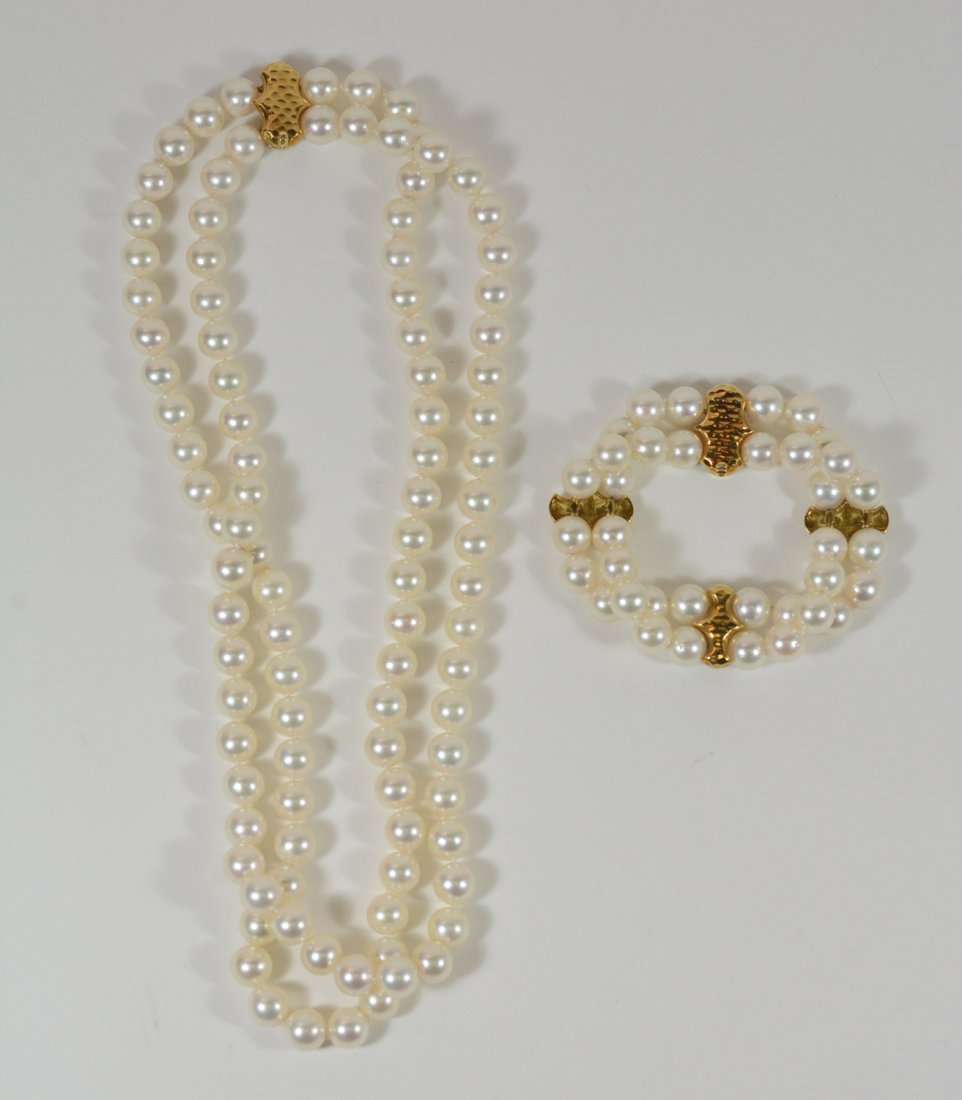 Double Strand Pearl Necklace & Bracelet (1 of 3)