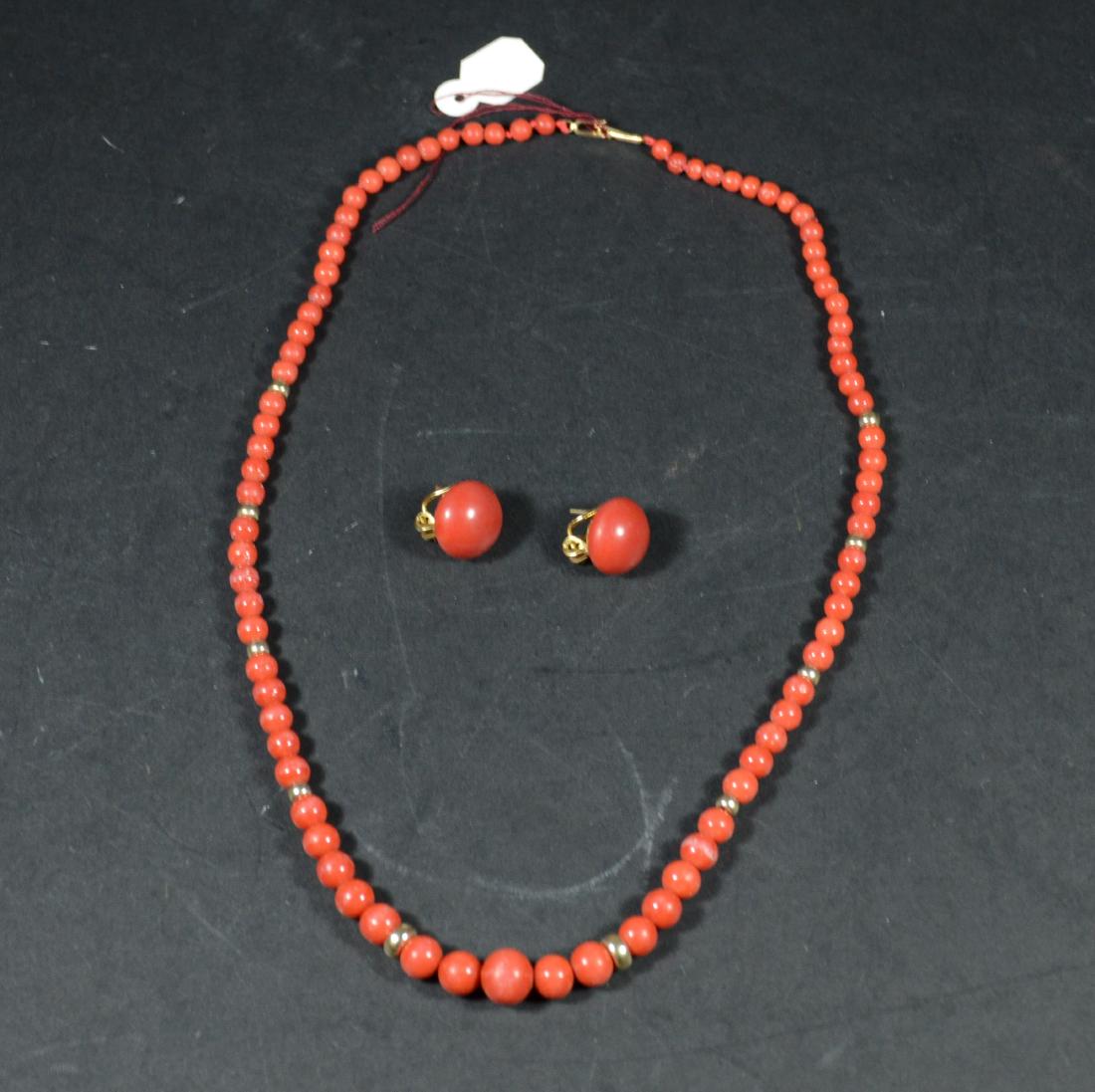 Coral Beaded & 14K Yellow Gold Necklace (1 of 6)