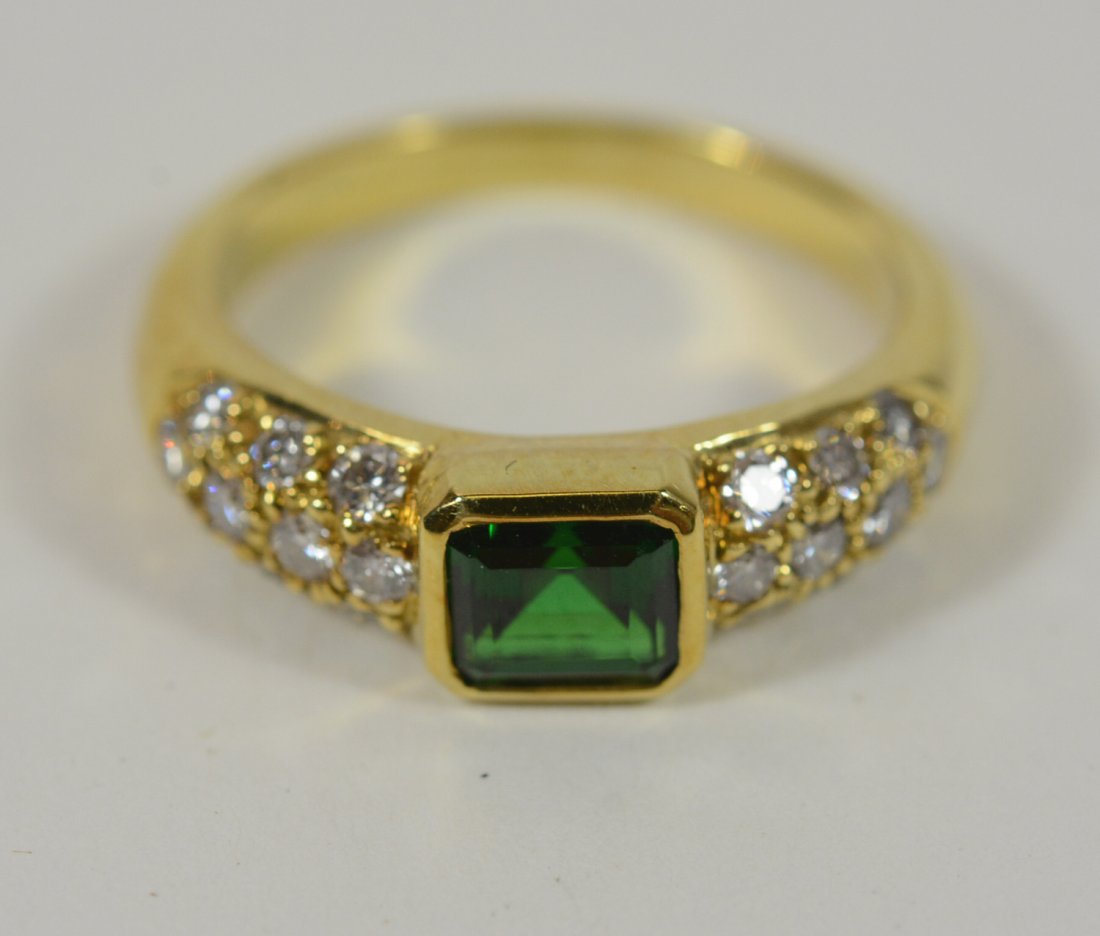 18K Yellow Gold Tsavorite Diamond Ring (1 of 4)