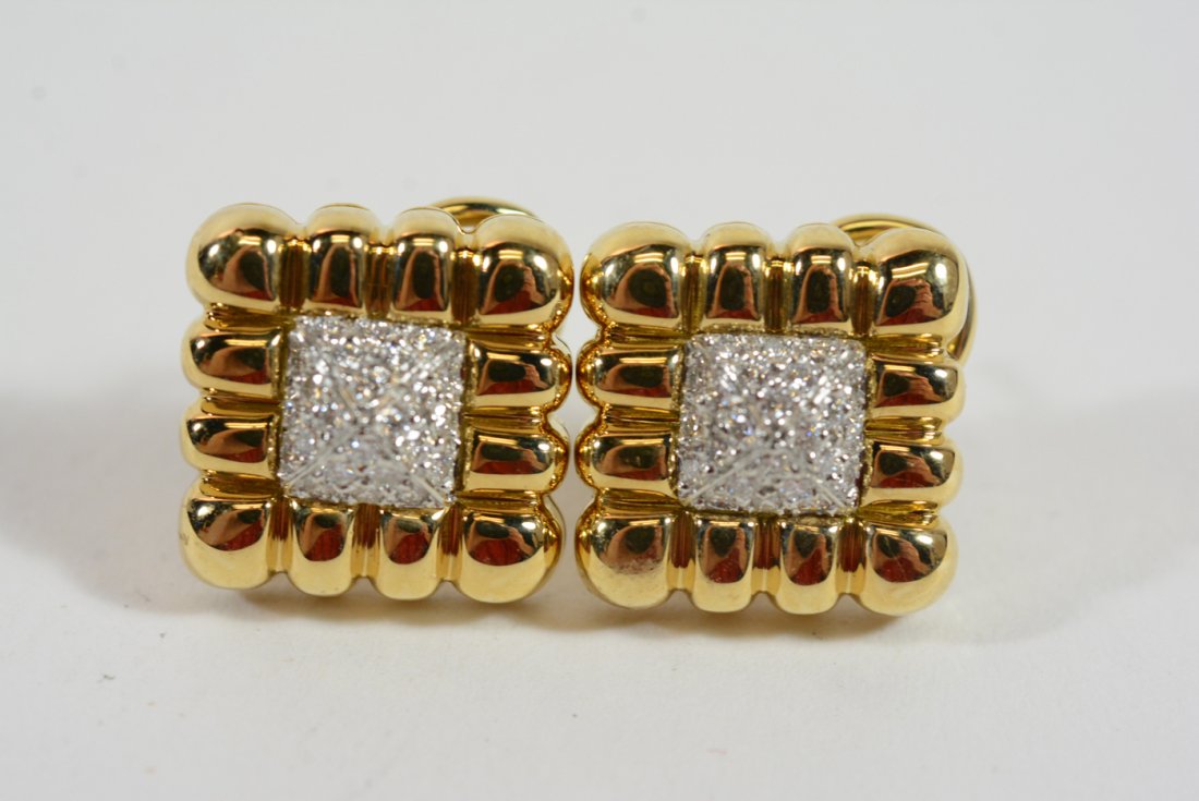 Pair of 18K Yellow Gold Diamond Earrings (1 of 2)