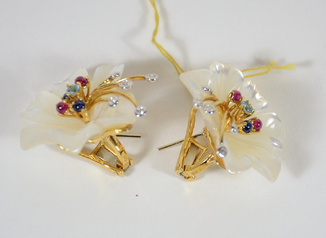 Pair of Mother-of-Pearl Flower Form Earrings (1 of 5)
