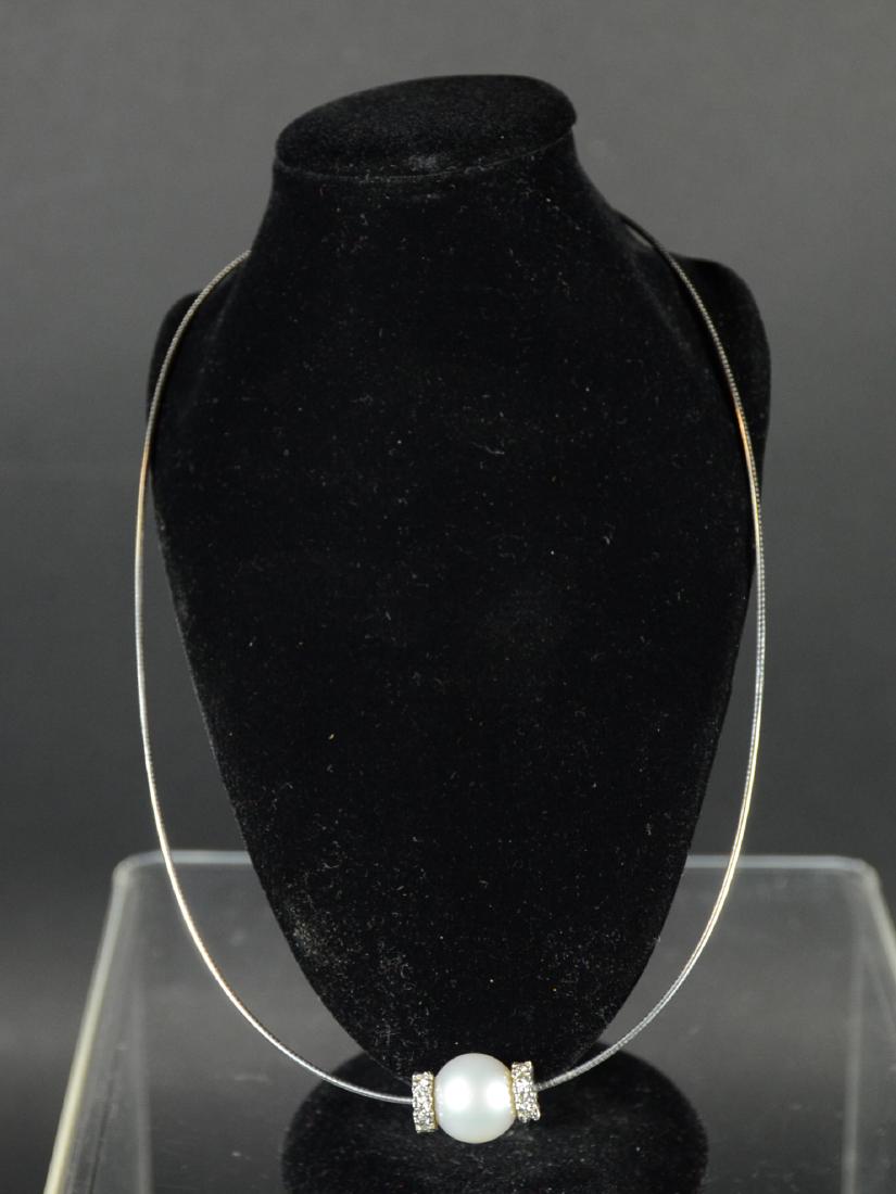 18K White Gold Pearl & Diamond Necklace (1 of 4)