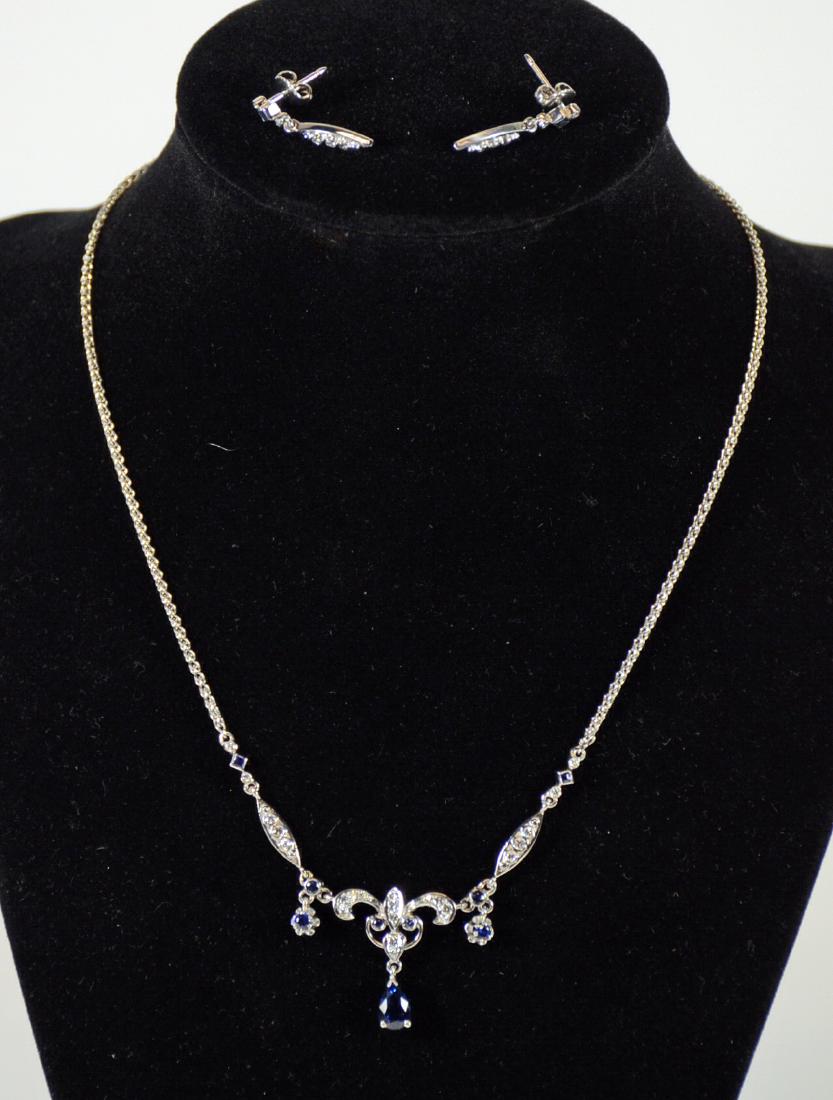 18K White Gold Sapphire Diamond Necklace (1 of 7)