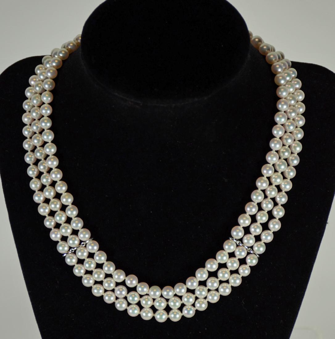 Triple Stand Akoya Pearl Necklace (1 of 5)