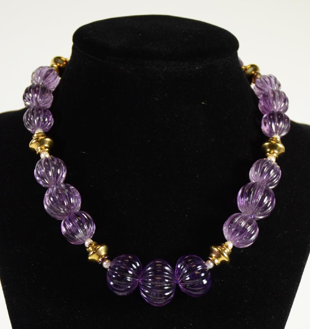Carved Amethyst Beaded Necklace (1 of 3)