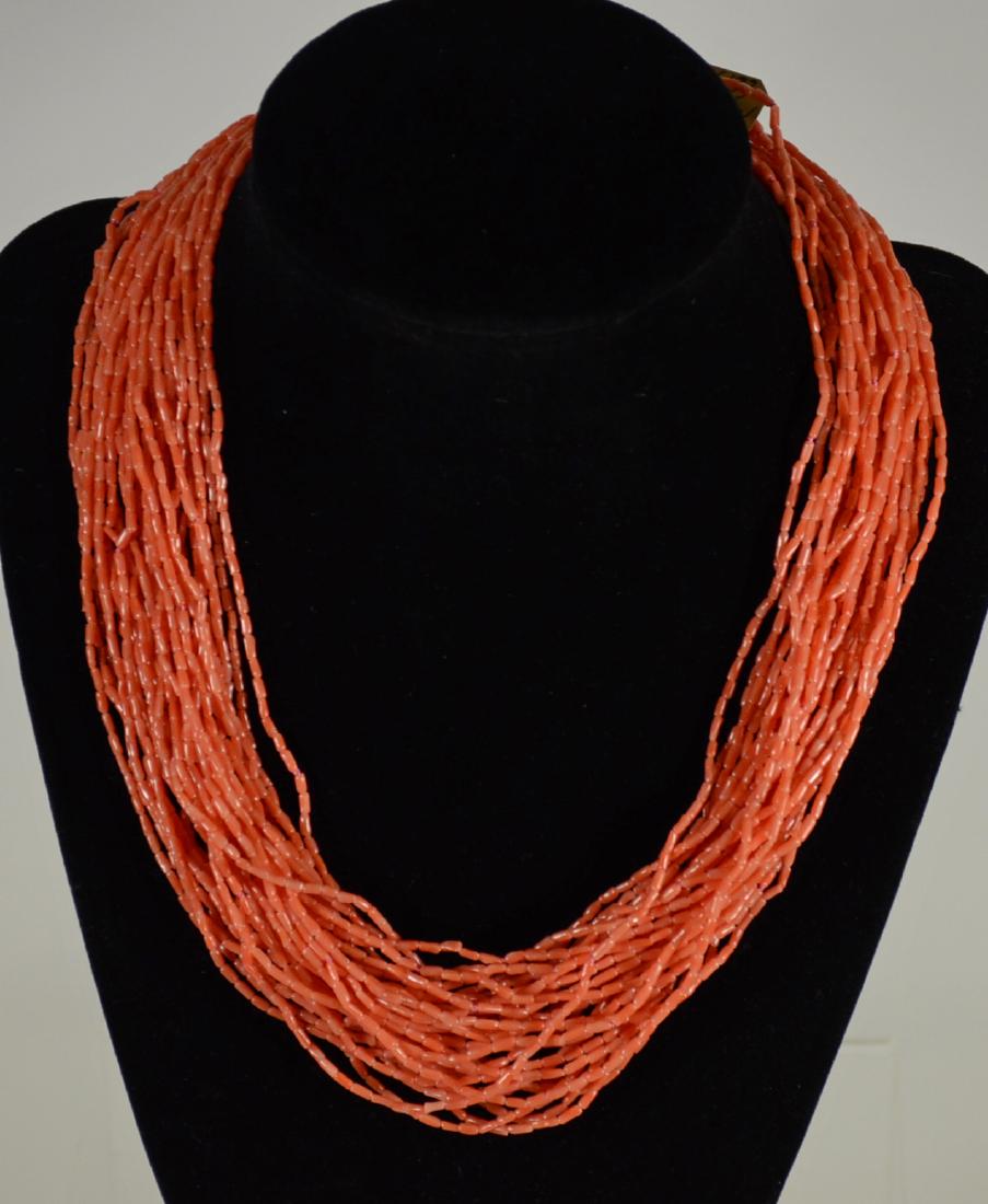 Thirty Two Strand Coral Beaded Necklace (1 of 7)