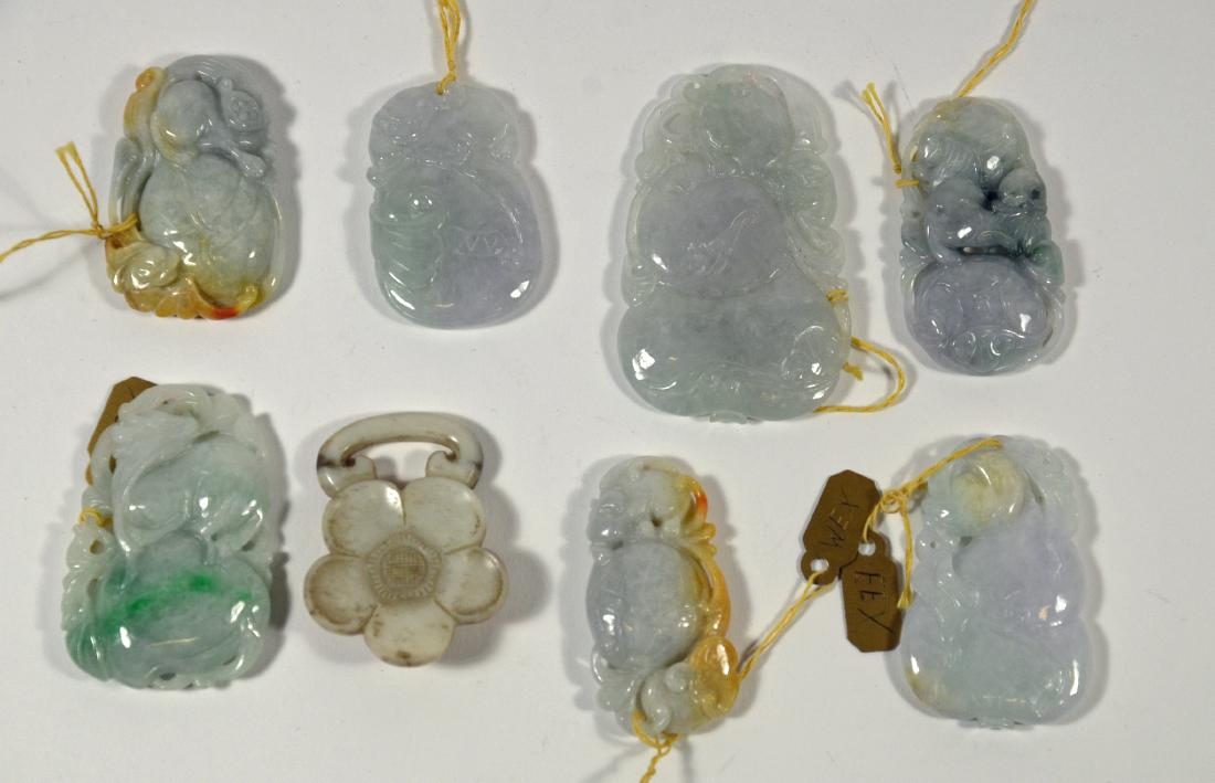 Eight Carved & Polished Jade Pendants (1 of 6)